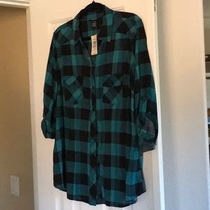 Torrid Lightweight Plaid Button Down Blouse